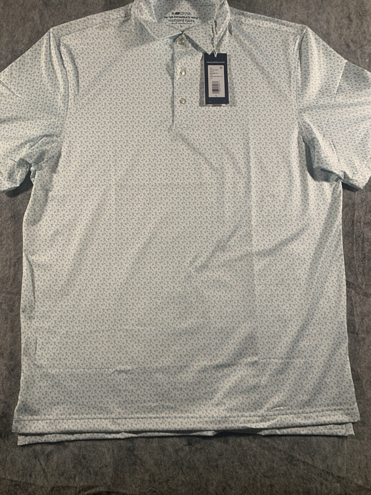 NWT Vineyard Vines Golf Shirt Mens White/Green Palm Tree Printed Sankaty Polo