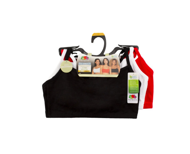 Fruit of The Loom Women’s Spaghetti Strap Cotton Pull Over 3 Pack Sports Bra