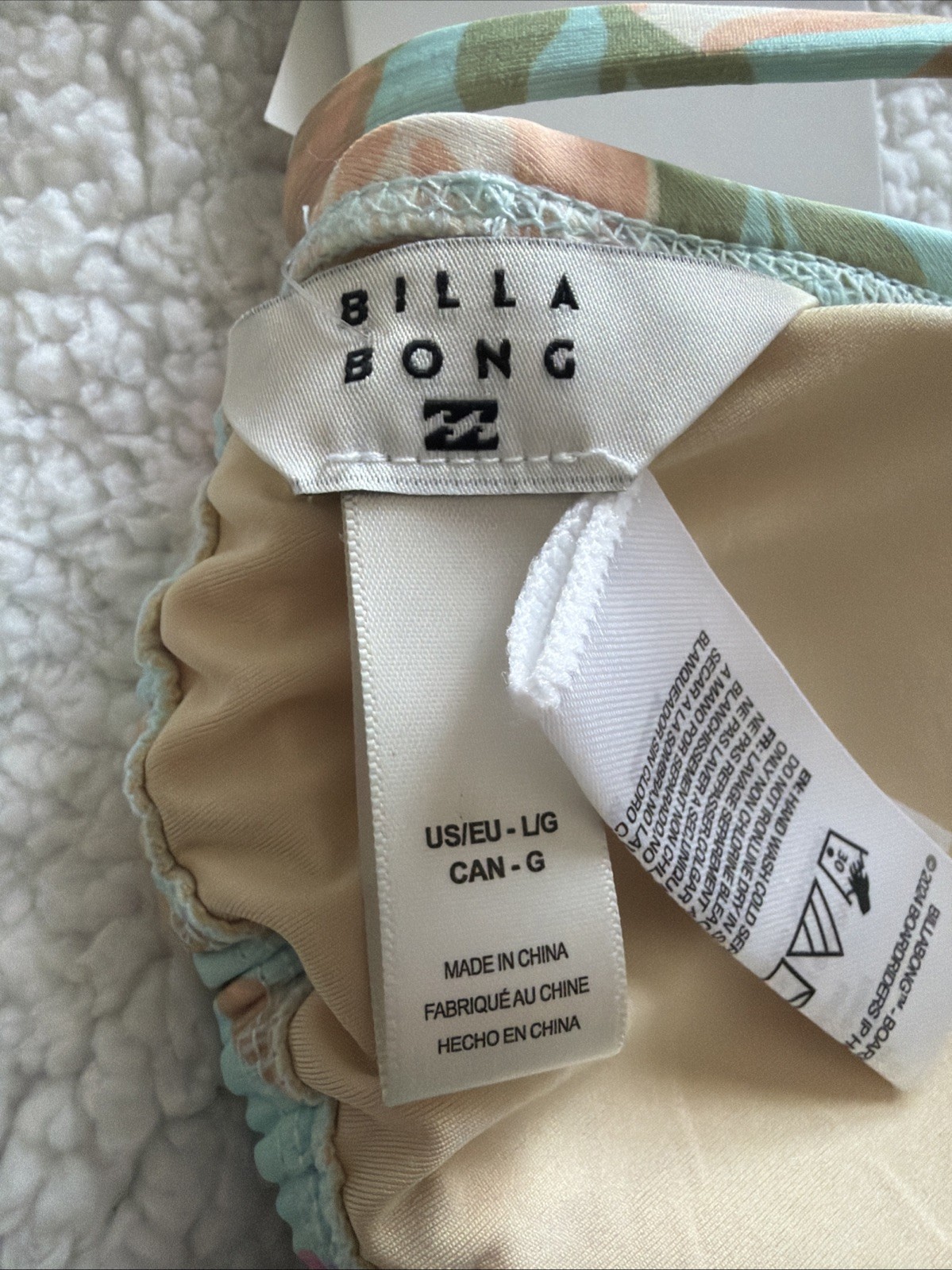 NWT Billabong Beach Babe Triangle Top Bikini Set Moderate Tropical Aqua $99 L