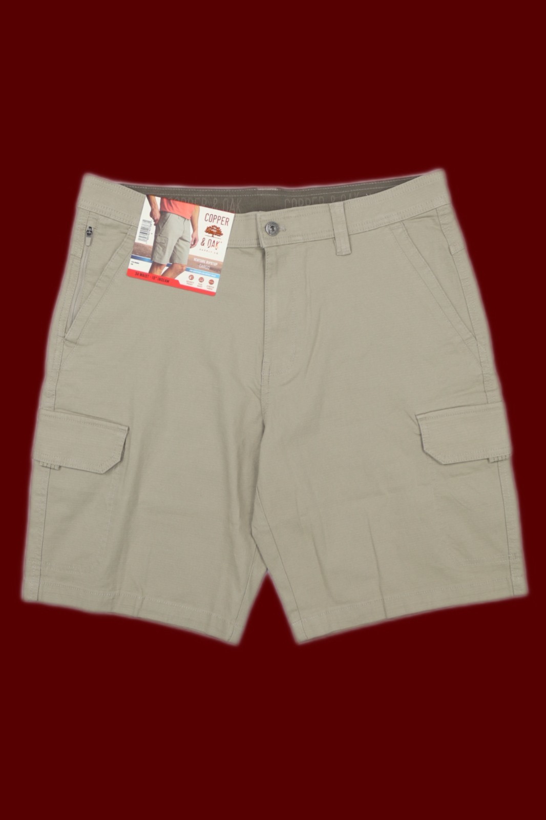 Copper & Oak Mens Venture Ripstop Cargo Shorts Tan Blue Gray 10in Inseam 30-42W
