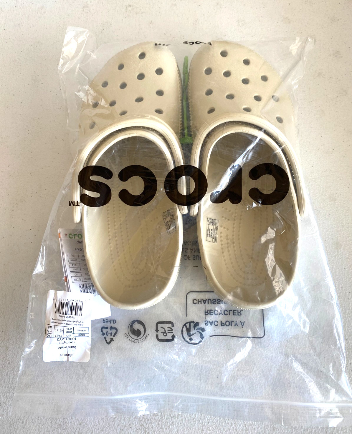 Crocs Classic Clog Unisex Slip On Ultra Light Water-Friendly Sandal-Bone