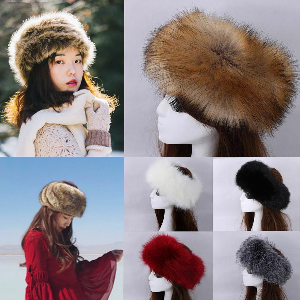 Women’s Winter Russian Fluffy Faux Fur Headband Hat Thick Ear Warm Snow Ski Cap
