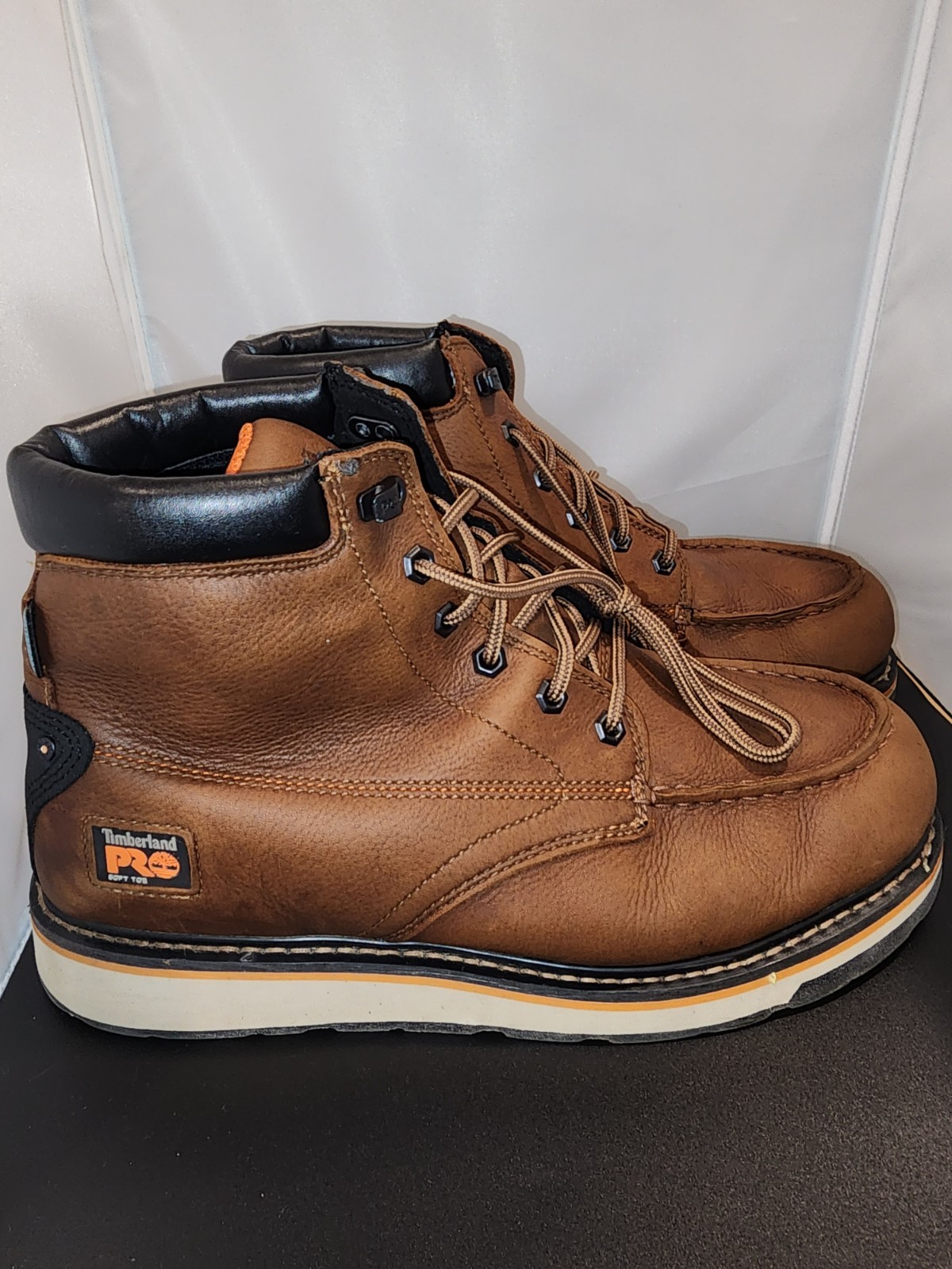 TIMBERLAND PRO Mens 12W 6″ WATERPROOF SOFT TOE WORK BOOT Wide TB0A1KRQ214 BROWN