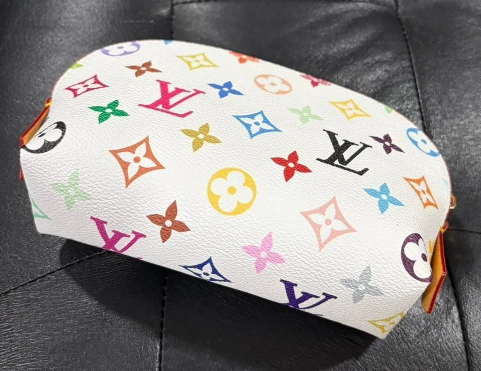 LOUIS VUITTON Multicolor Pochette Cosmetic PM Pouch White