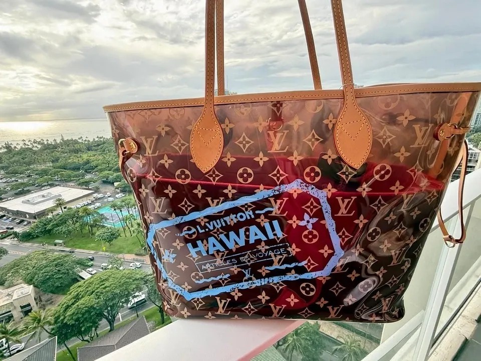 Louis Vuitton Hawaii Neverfull GM PVC Monogram Blue Towel Shoulder Bag Tote LTD