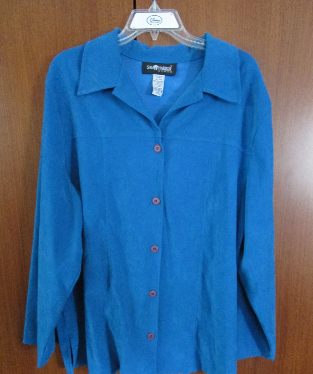 Sag Harbor Blue Blouse Jacket Sz 20 W Polyester Spandex Bust 52 Length 29 in