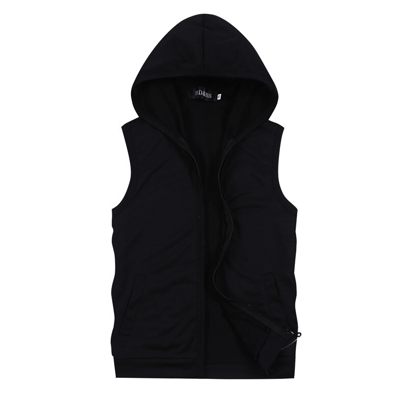 Sleeveless Zipper Hoodie Hooded Workout Gym Training Sport Jacket Vest Tank Top