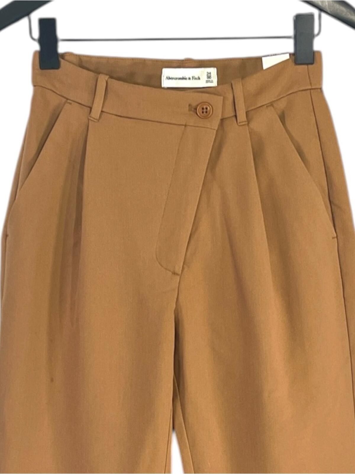 NWT Abercrombie & Fitch Relaxed Tailored Crossover Waist Pant size 24 in Brown