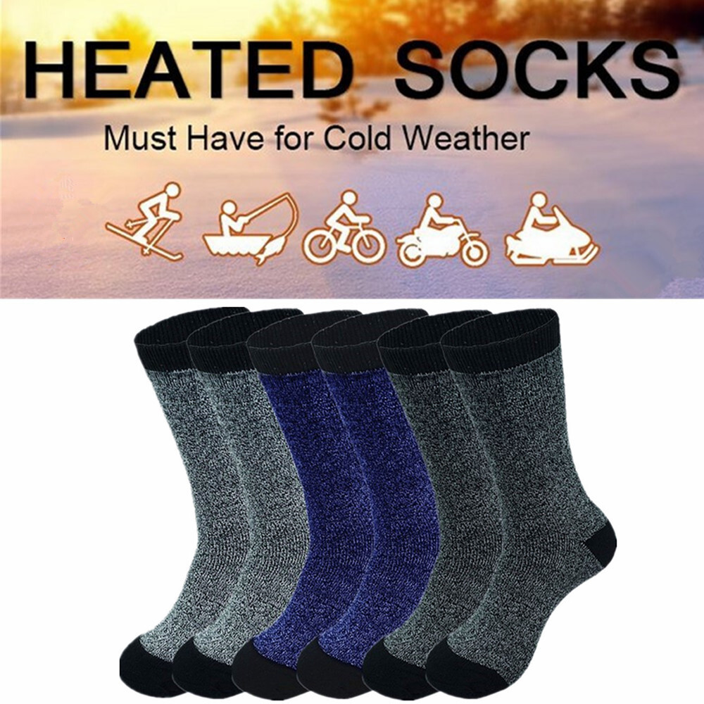 3-12 Pairs Mens Winter Heavy Duty Warm Thermal Heated Crew Boots Socks Size 9-13