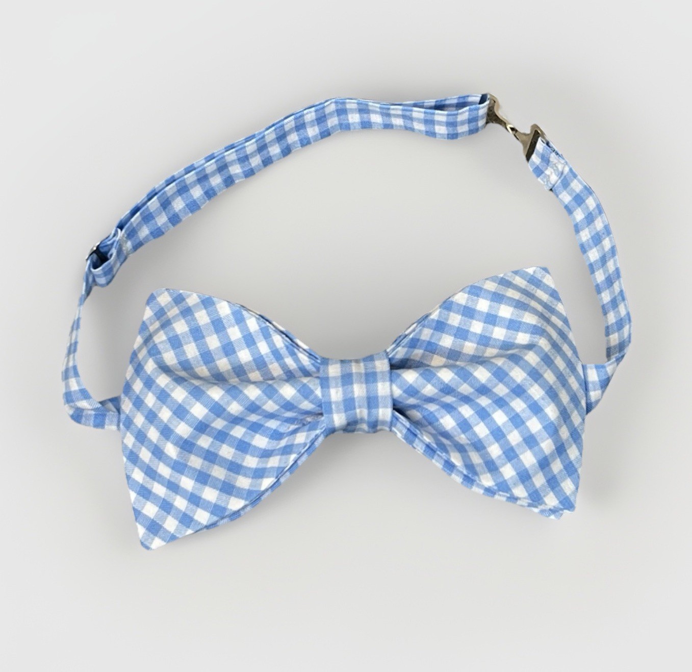 NEW Custom Mens Gingham Bow Tie Pre-tied Adjustable Gift Blue/White Check