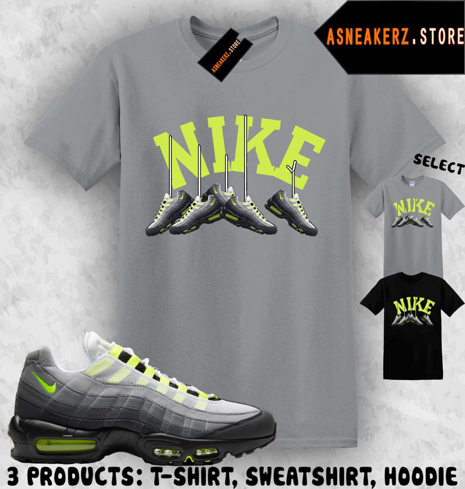 Shirt Matching AM 95 Big Bubble Neon 2026 To Match Sneaker Shoe Hanging T-Shirt