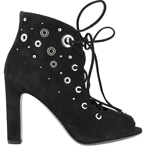 New Auth HERMES Short boots Parade Velor Black Sandals 37 size Women Bootie