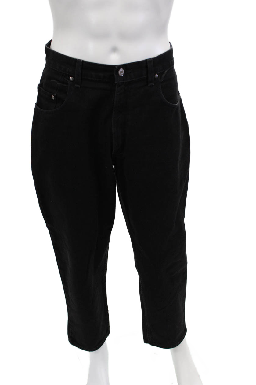 Levis Mens Cropped Tapered Jeans Black Button 29in Inseam Size 34