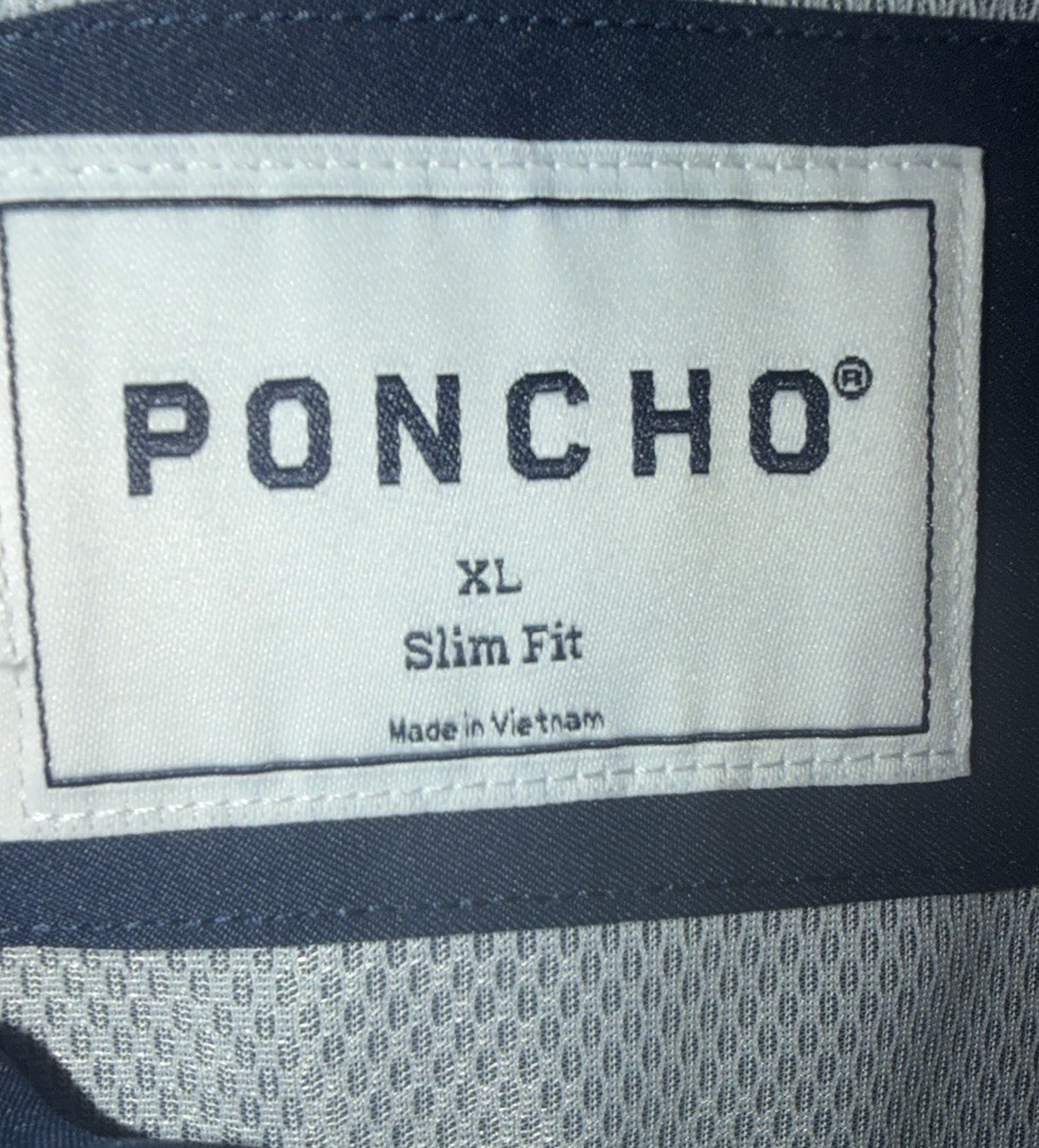 Poncho Men’s Shirt The Del Mar Pearl Snap Short Sleeve XL Slim Fit Navy
