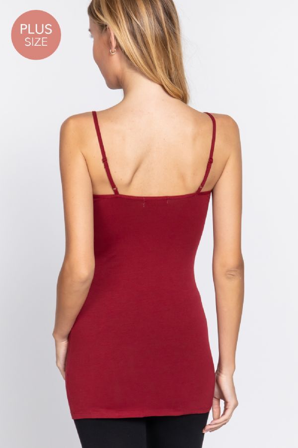 XL 1XL 2XL 3XL Women Tank Top Plus Size Long Cotton Cami Spaghetti Straps No Bra