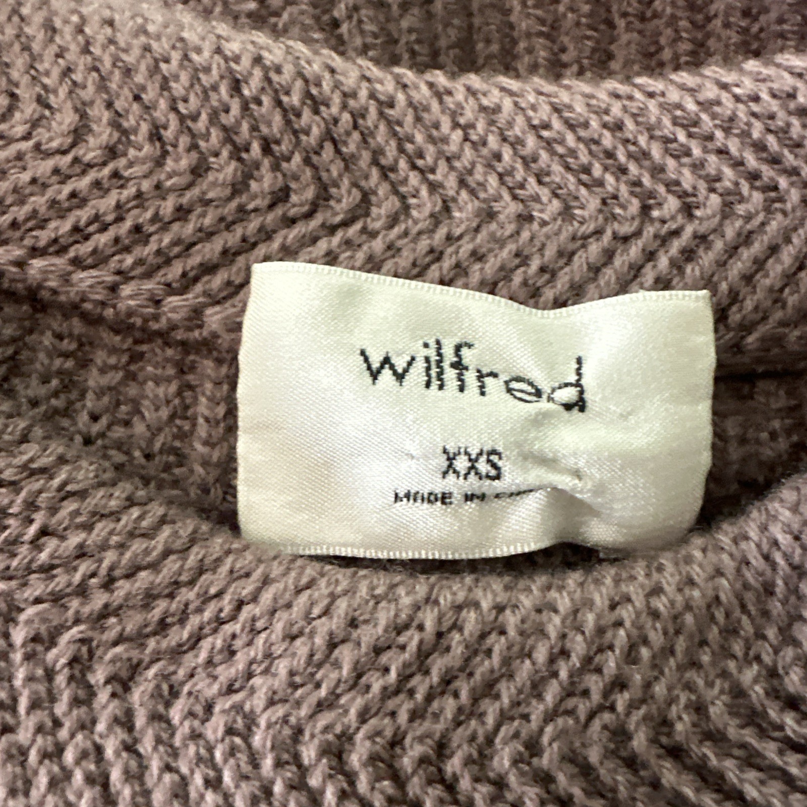 Aritzia Wilfred Sweater Vest Womens XXS Mauve Palmier Mock Neck Sleeveless Wool
