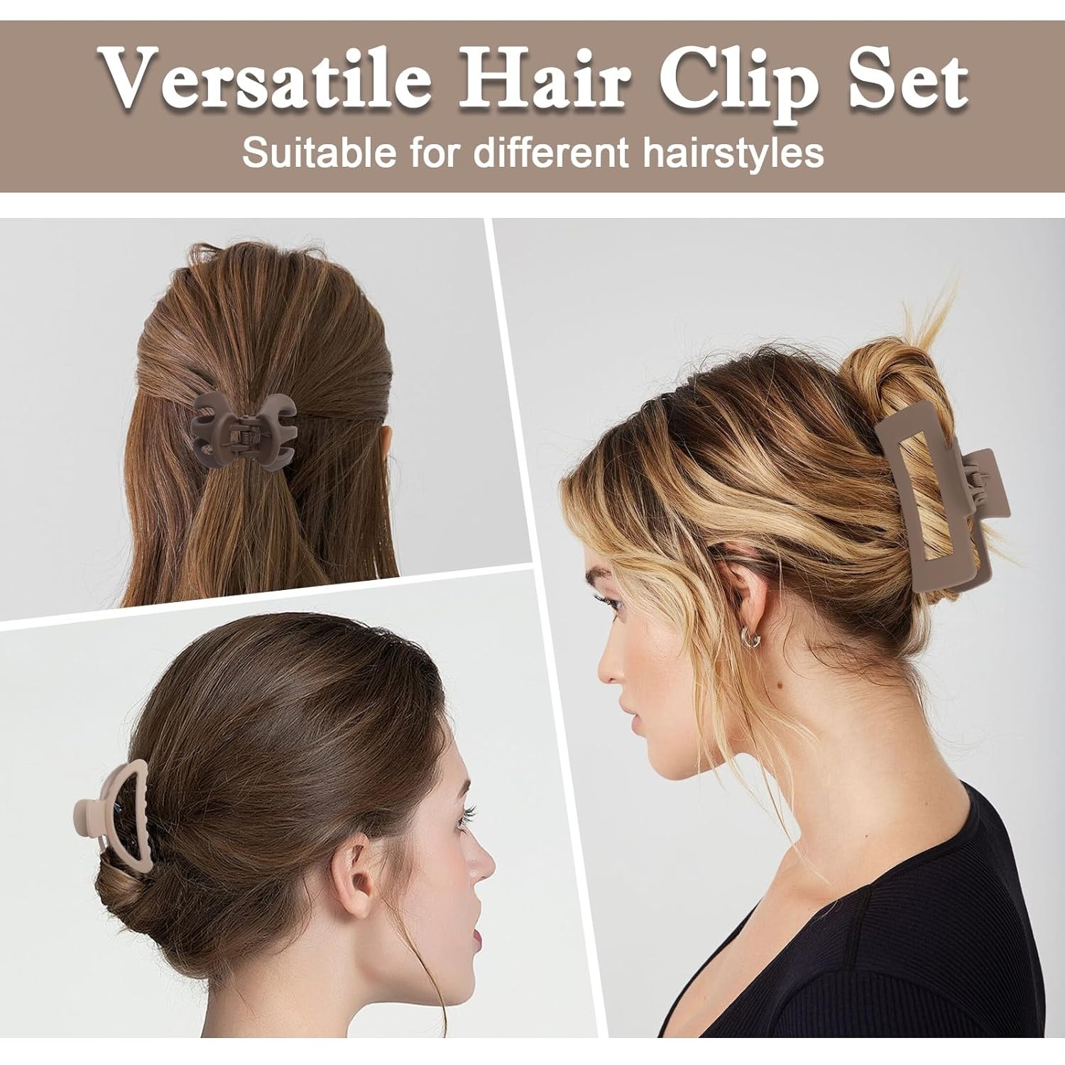 Luxury Women’s Frosted Hair Claw Clip Set (10PCS)