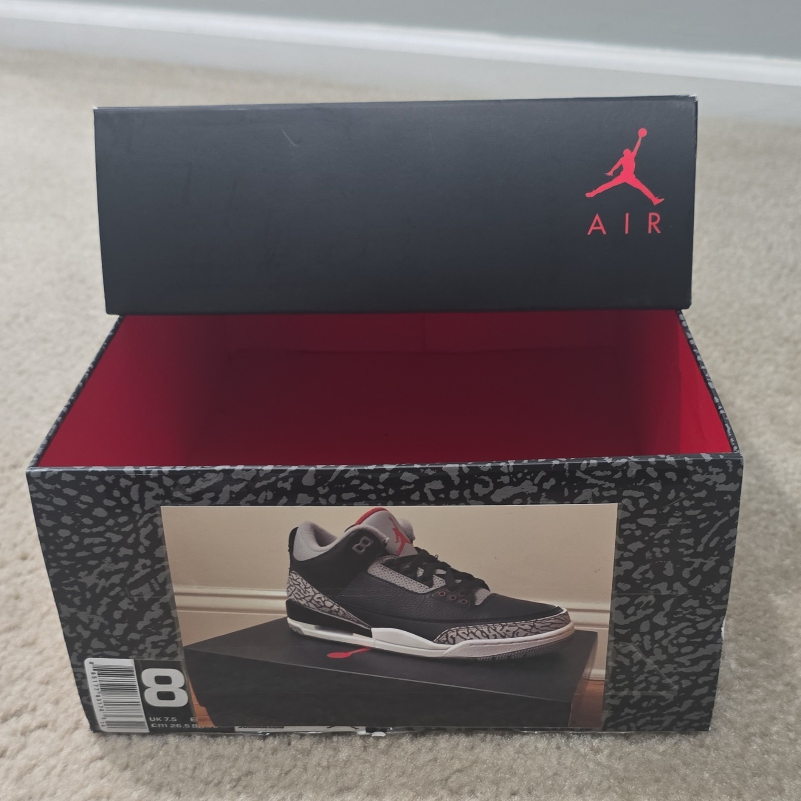 2017 Air Jordan 3 Retro OG Black Cement Size 8.5