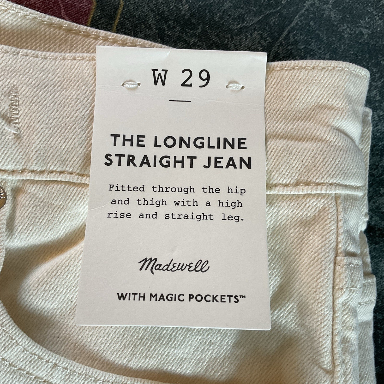 Madewell The Longline Straight Jean Vintage Canvas Ivory 29 NEW Capsule Wardrobe
