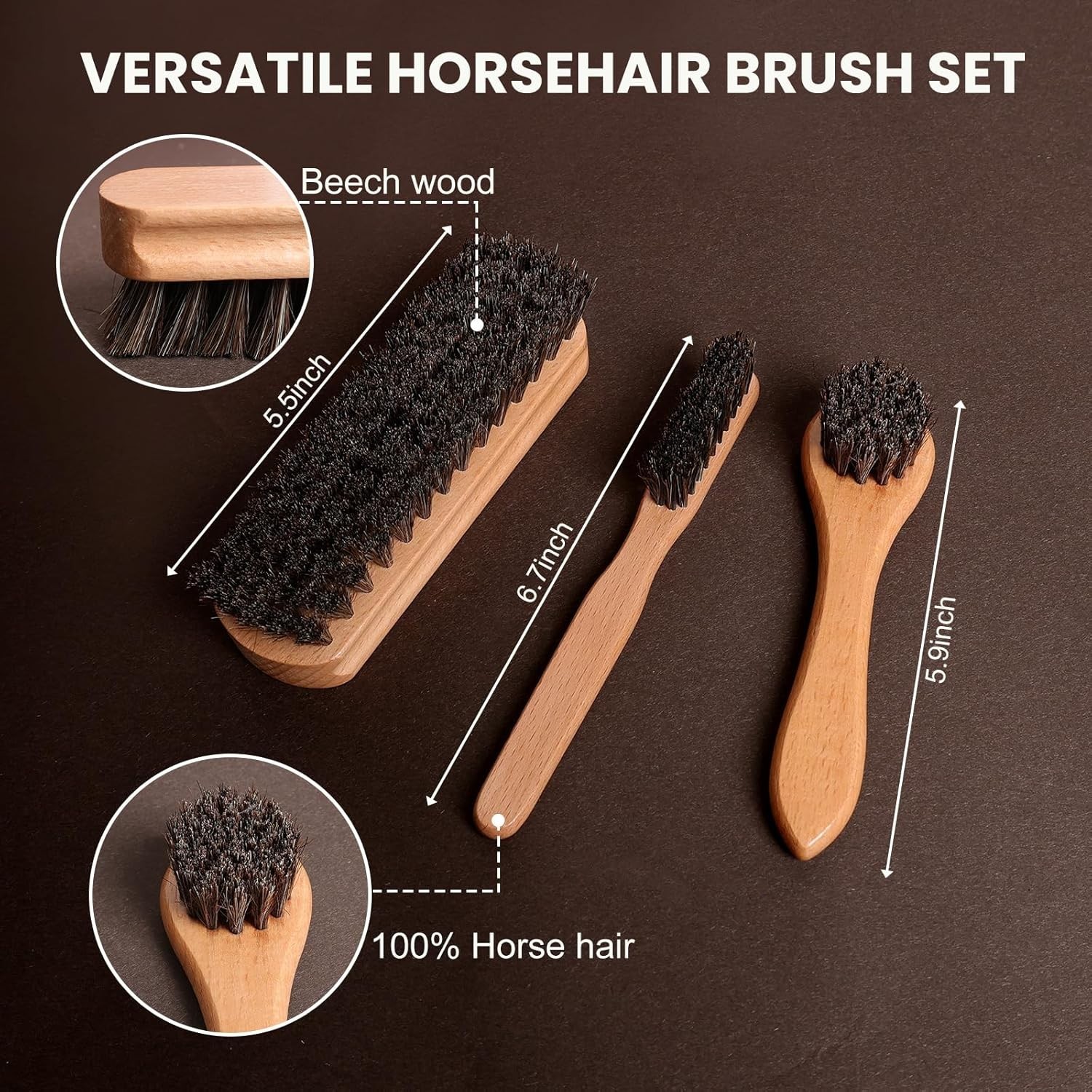 10Pcs Leather Care Kit- 3Pcs Horsehair Brushes, 1.76oz Saddle Soap, 1.76oz Mi…