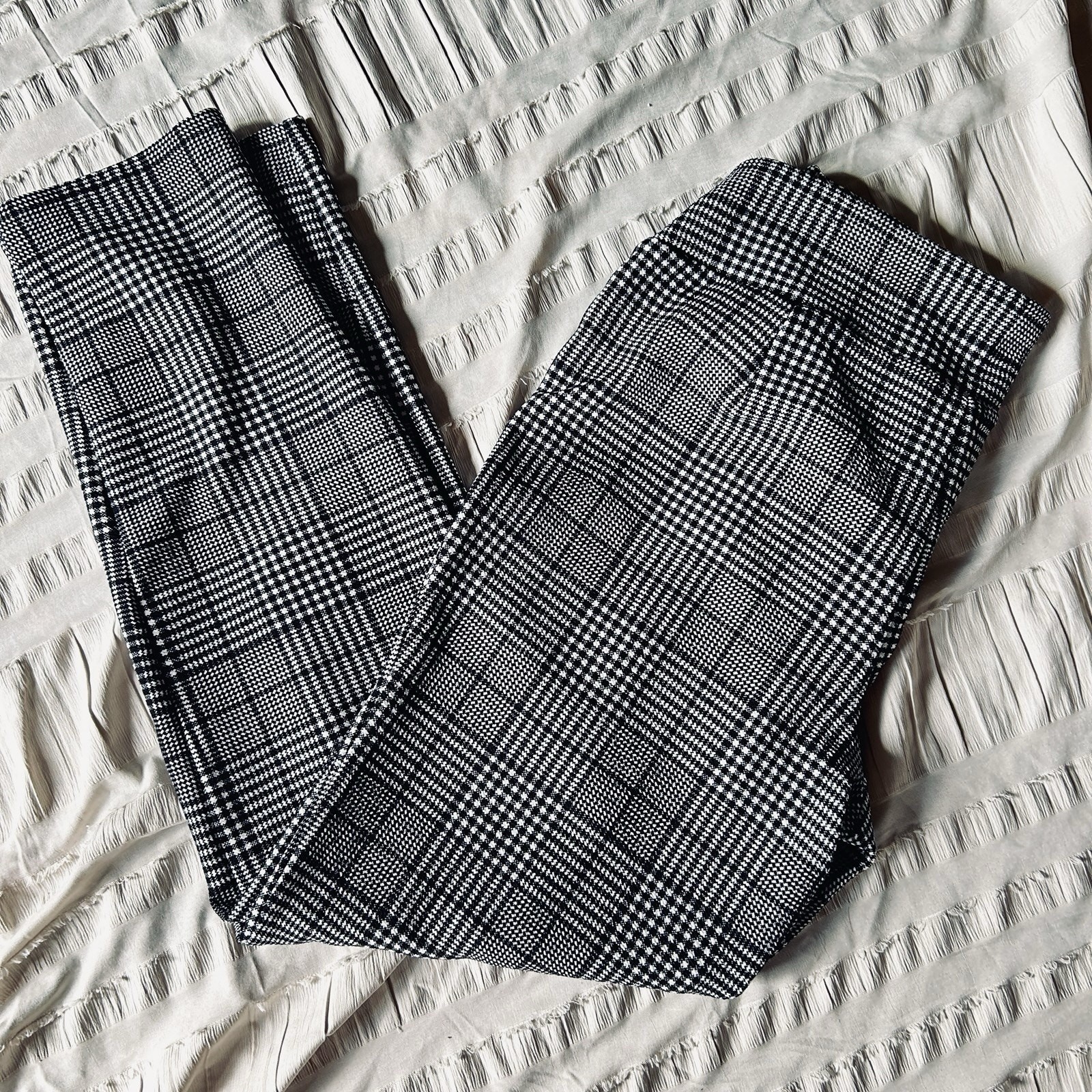 Preppy Plaid Stretch Pants Women’s M Slim Fit Office Chic Checkered Career