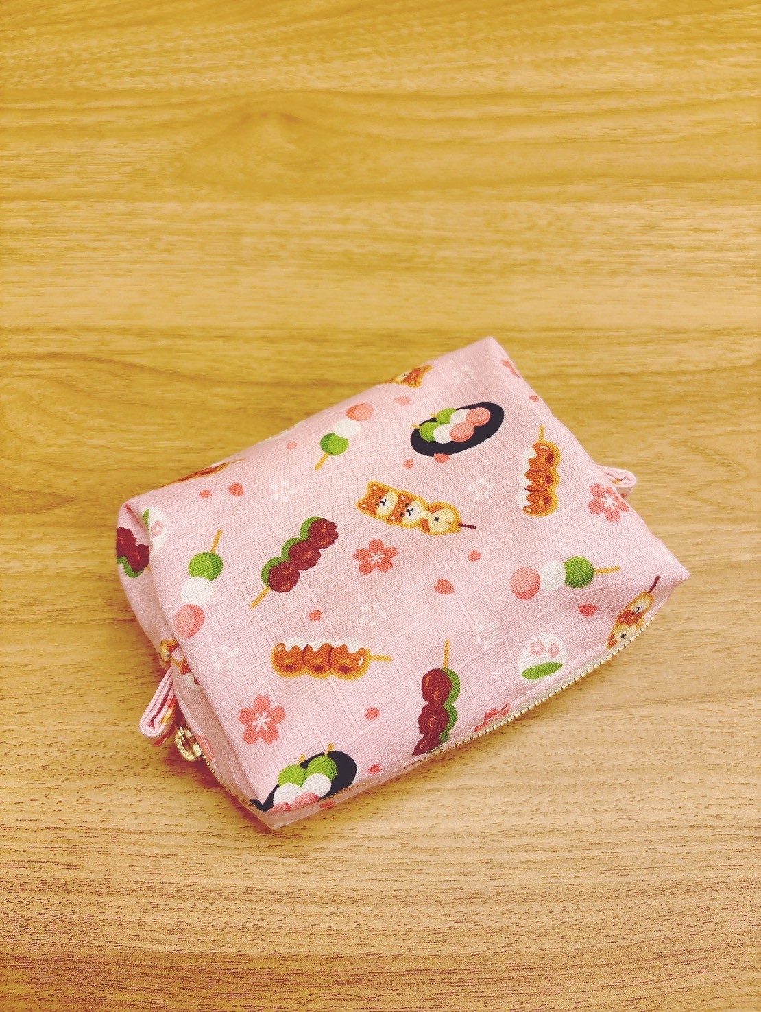Shiba Inu Zipper Pouch – Handmade Cotton Dango Sakura Small Bag Made in Japan