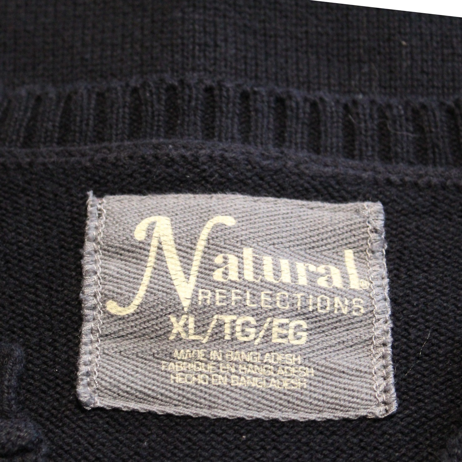 Natural Reflections $XL $49 Black Notched Neck Chest Pocket Cotton Blend Sweater