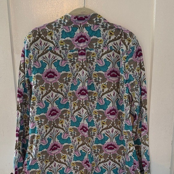 Talbots Button Down Shirt Womens L Multi Color Excellent Floral Paisley Dot Trim