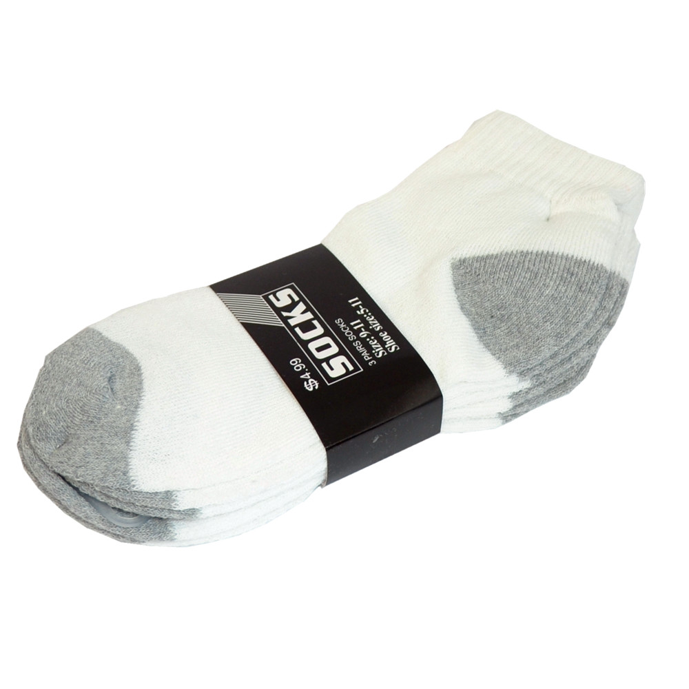 3-12 Pairs Ankle Quarter Crew Mens Sports Socks White 2 Tones Cotton Size 9-13