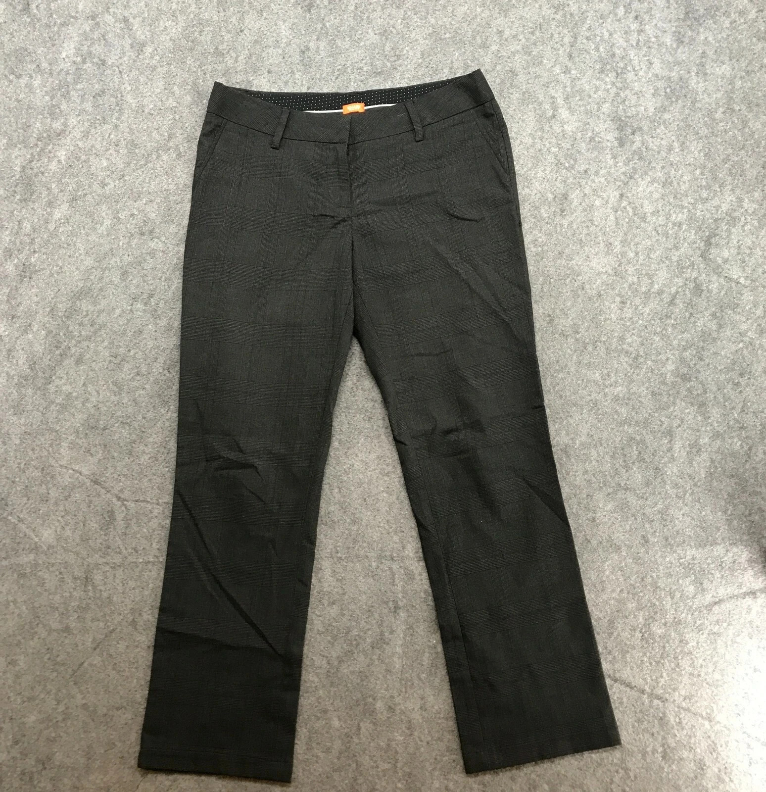 Scullers Pants Womens 30 Slim Fit Black Plaid Flat Front Regular Waist Pockets