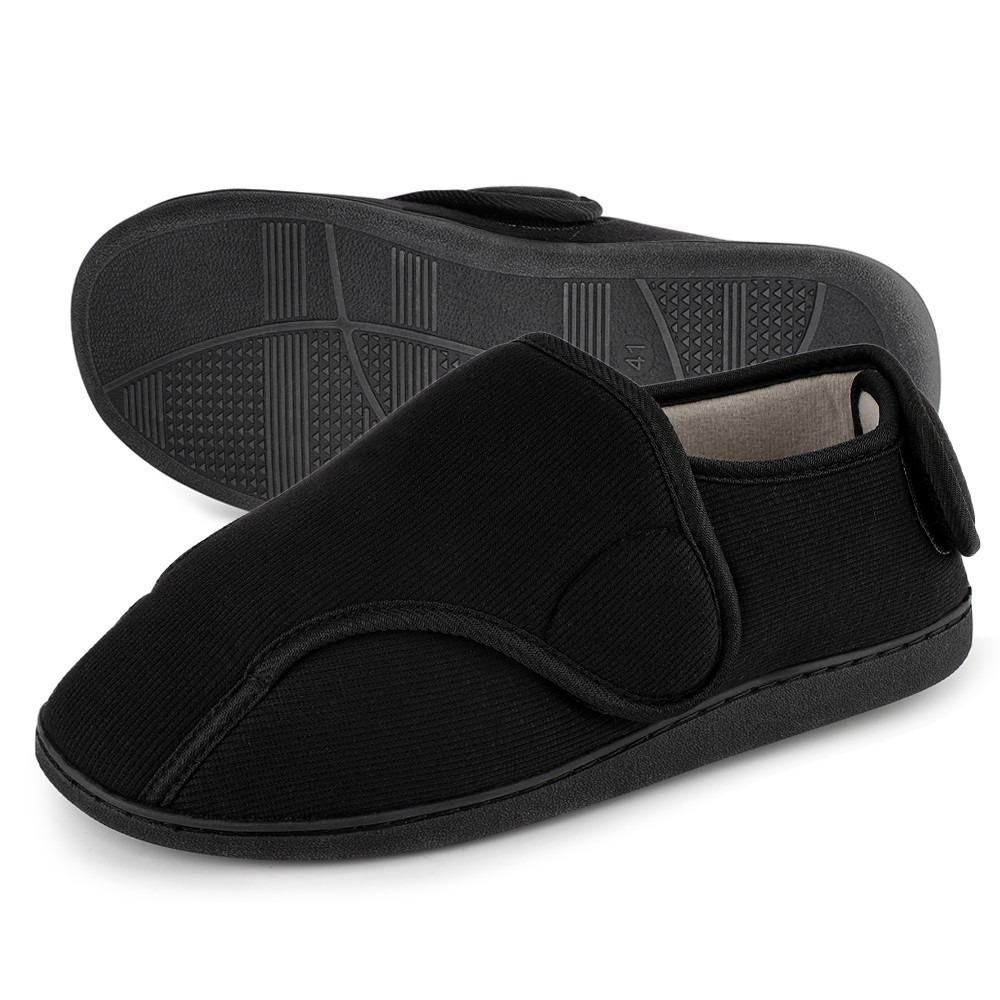 Mens Memory Foam Diabetic Boots Slippers Wide Feet Edema Swollen House Shoes