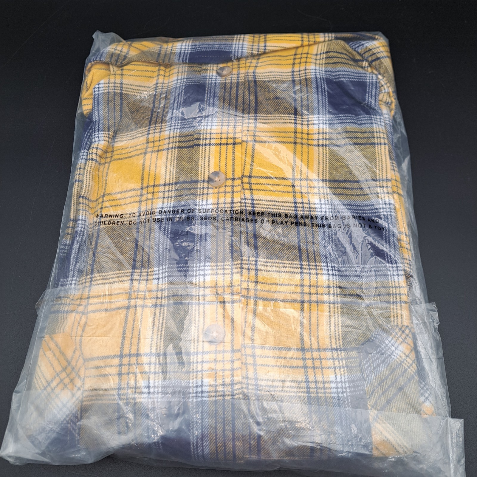 KingSize Men’s Big 7XL Yellow Blue Plaid Flannel Button Down Long Sleeve NIP