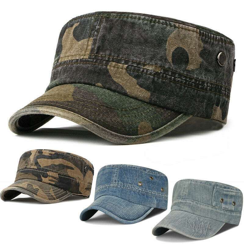 Men Women Denim Flat Cap Golf Visor Baseball Hat Army Sports Cap Sunproof Hat