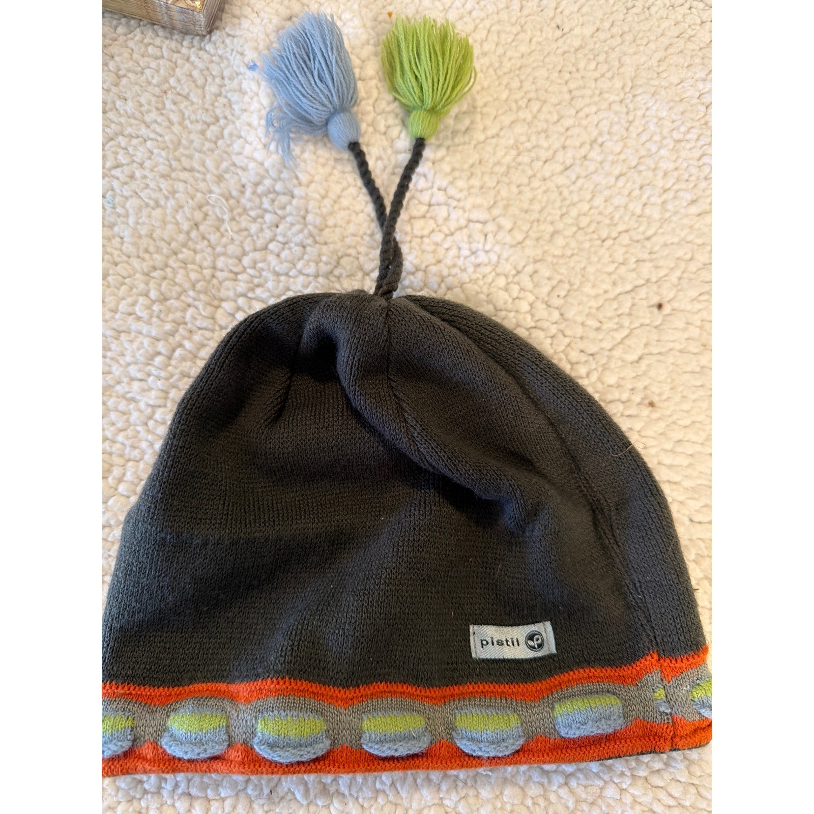 Pistil Beanie Hat Charcoal Grey Orange Blue Green Tassel Fleece Lined Canada
