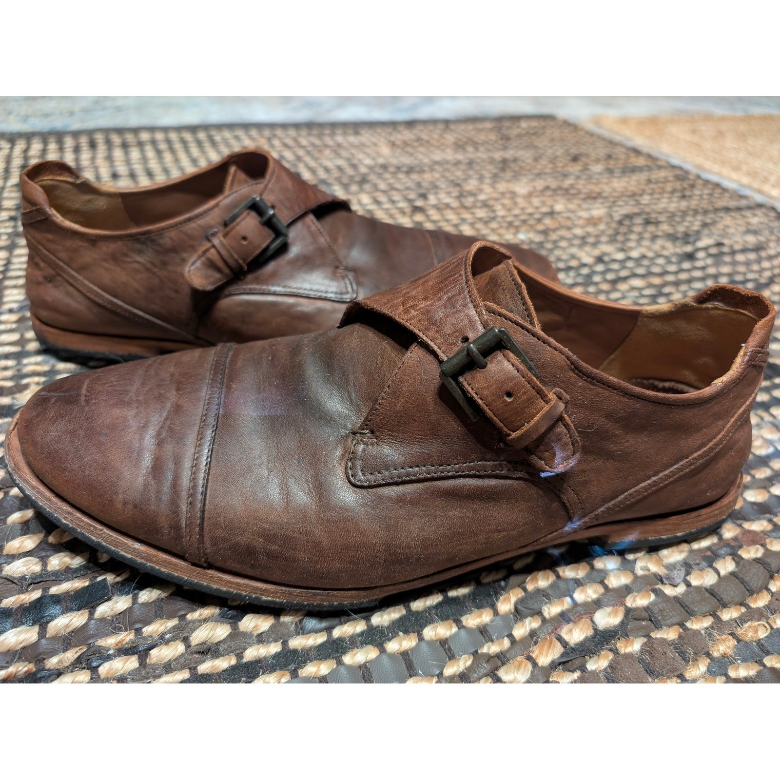 Timberland Boot Company Wodehouse Single Monk Strap Leather Shoes Brown size 10