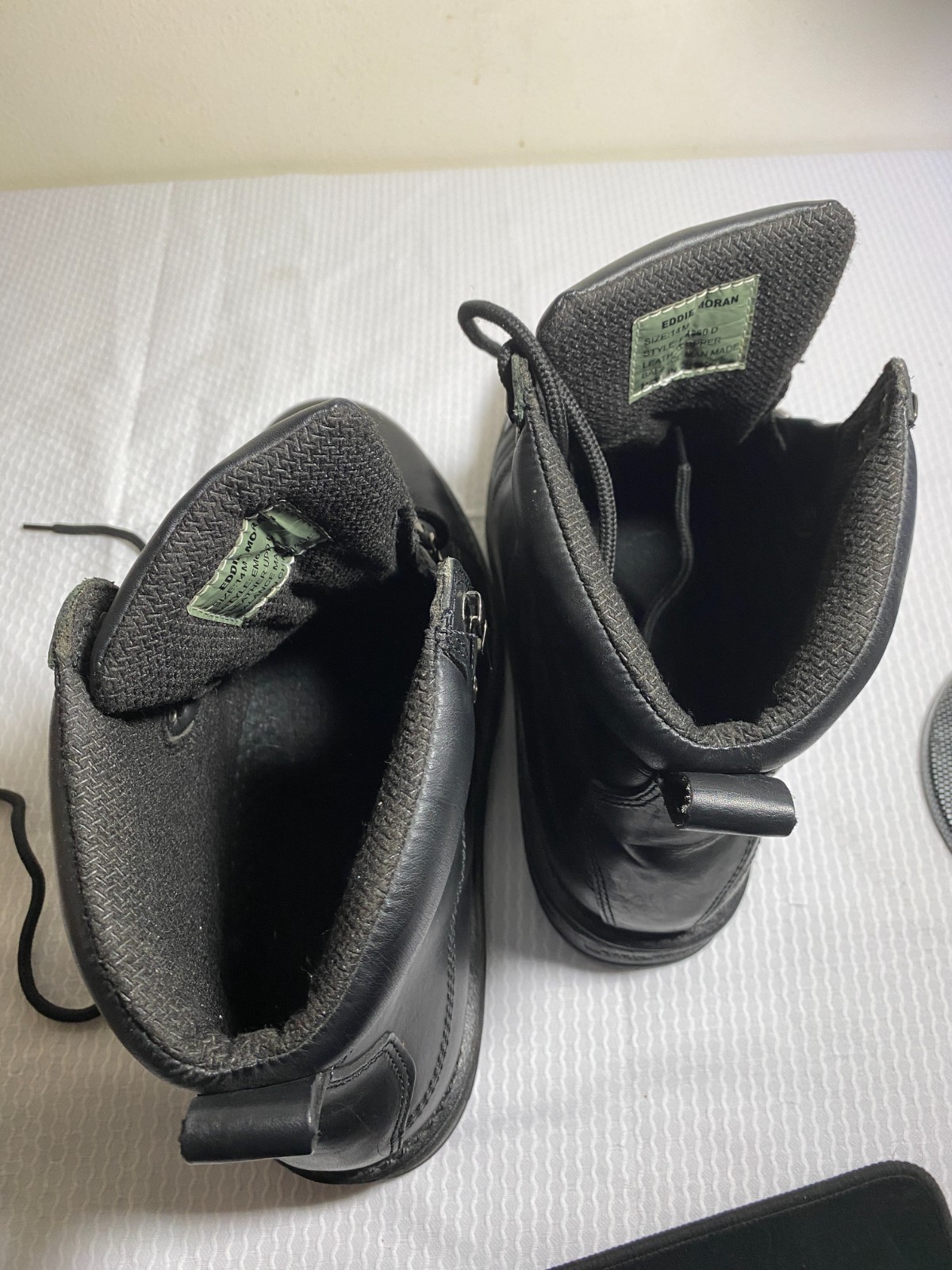 Eddie Moran Work Boots Black Mens Size 14M Chevron Orange Sole Slip Resistant