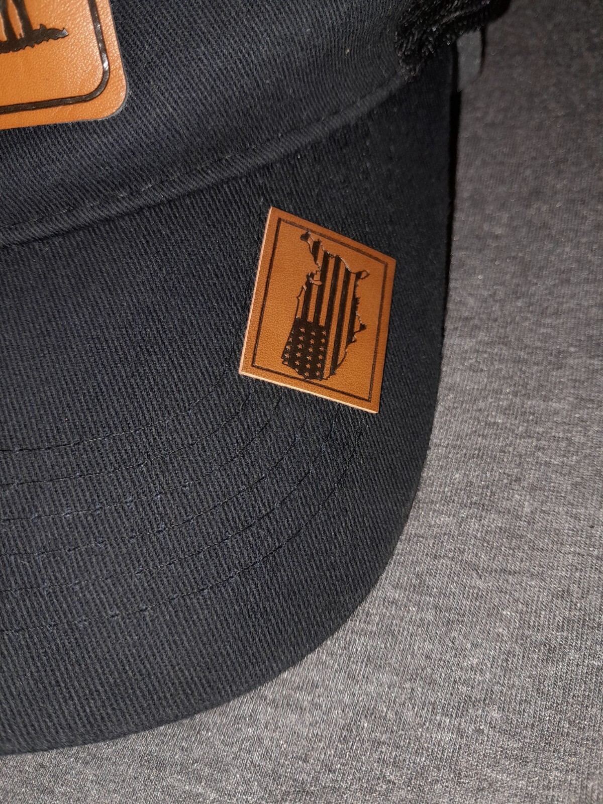 Cow Calf Cattle Farm Leather Patch Ball Cap Trucker Snapback Mesh Hat Black