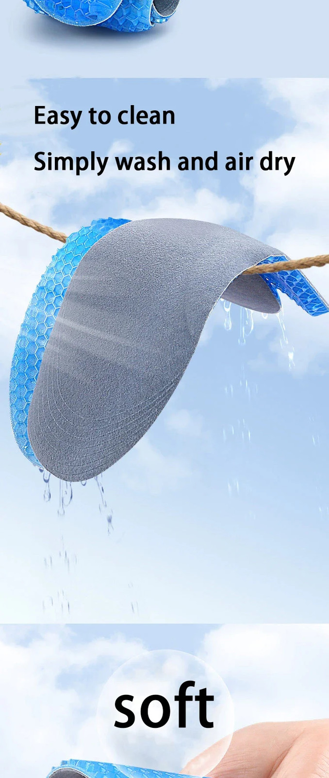 1 Pair Silicone Gel Soft Insoles Outdoor Sports Running Insole Elastic Shock-abs