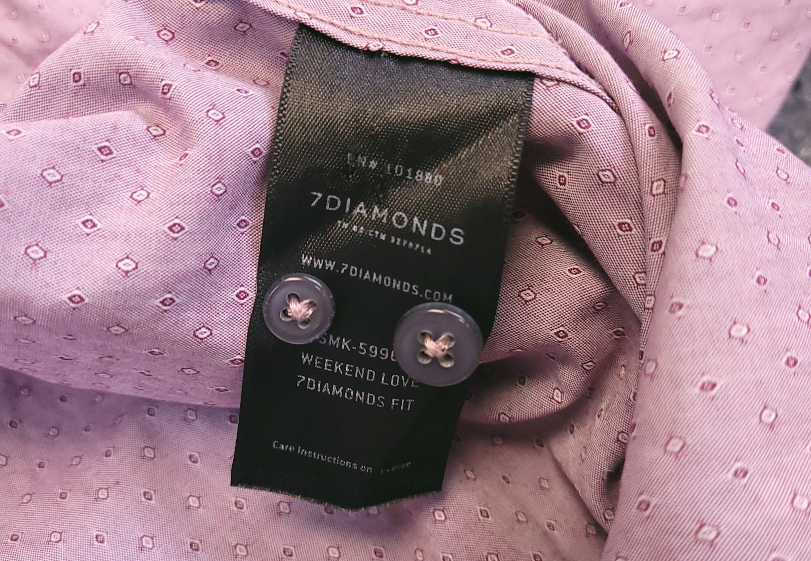 7D 7 Diamonds Weekend Love Shirt Mens Small Soft Lavendar Tonal Geometric Stitch