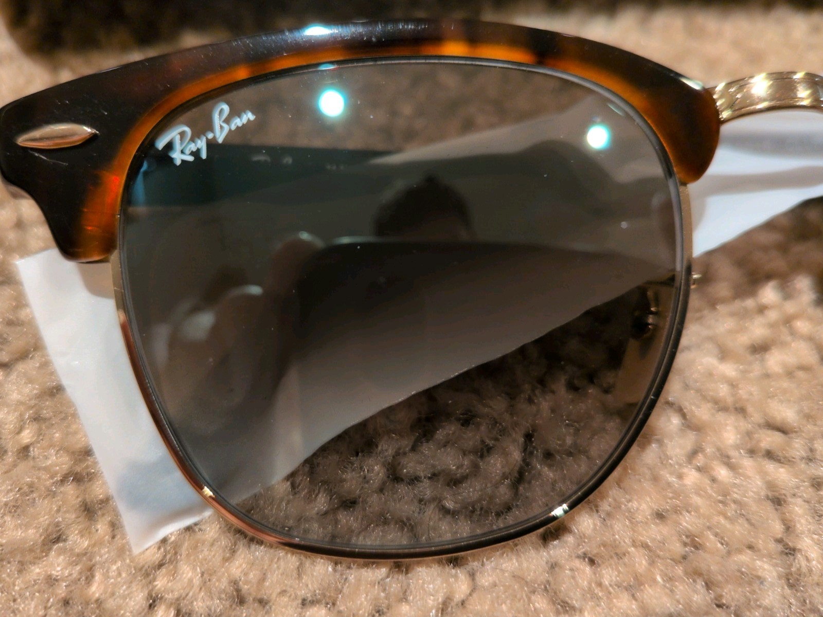 Ray-Ban RB3016 990/58 Clubmaster Sunglasses Red Havana/Green Polarized, 49mm
