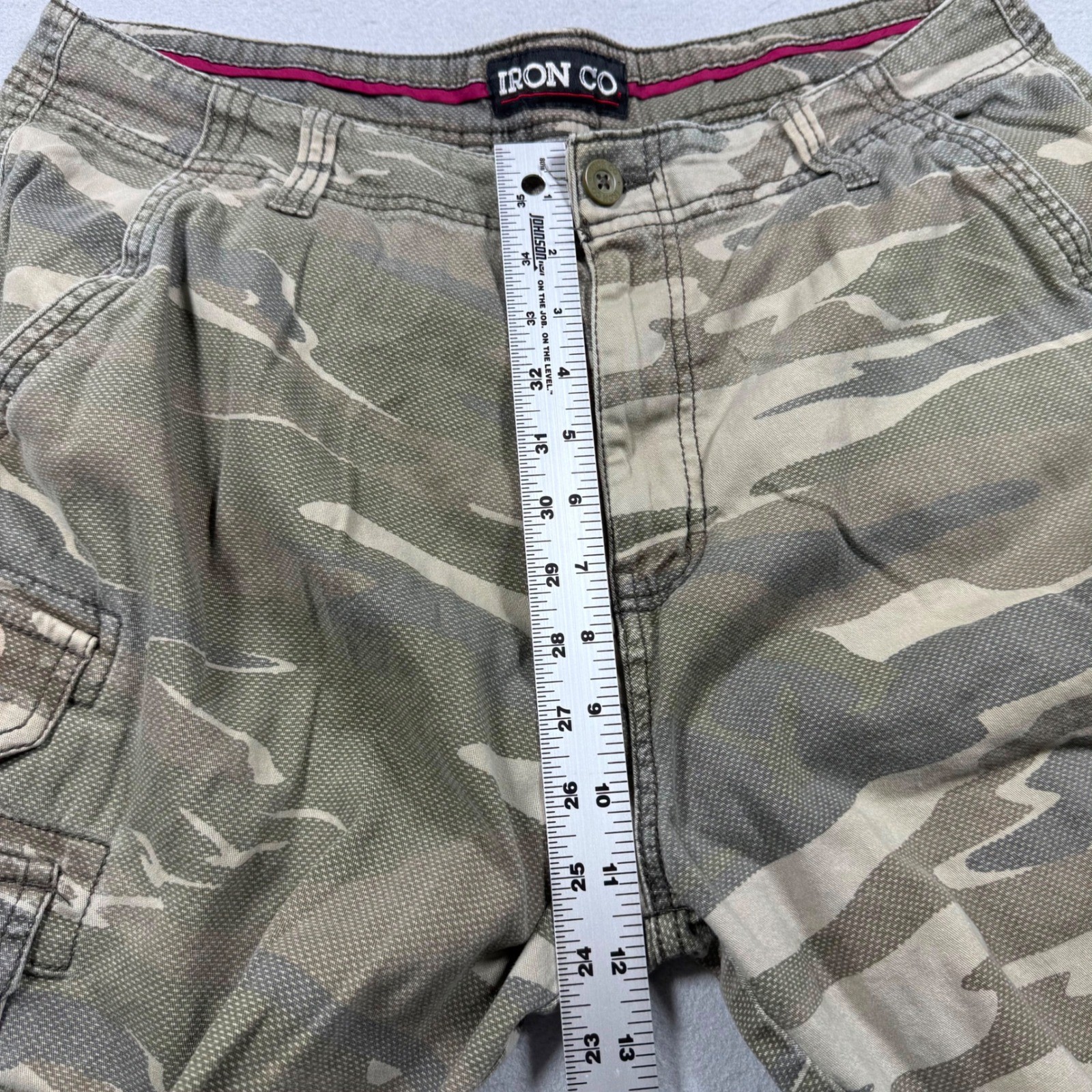 Iron Co Mens Camo Cargo Shorts Green Tan Camouflage Size 34 Casual Outdoor