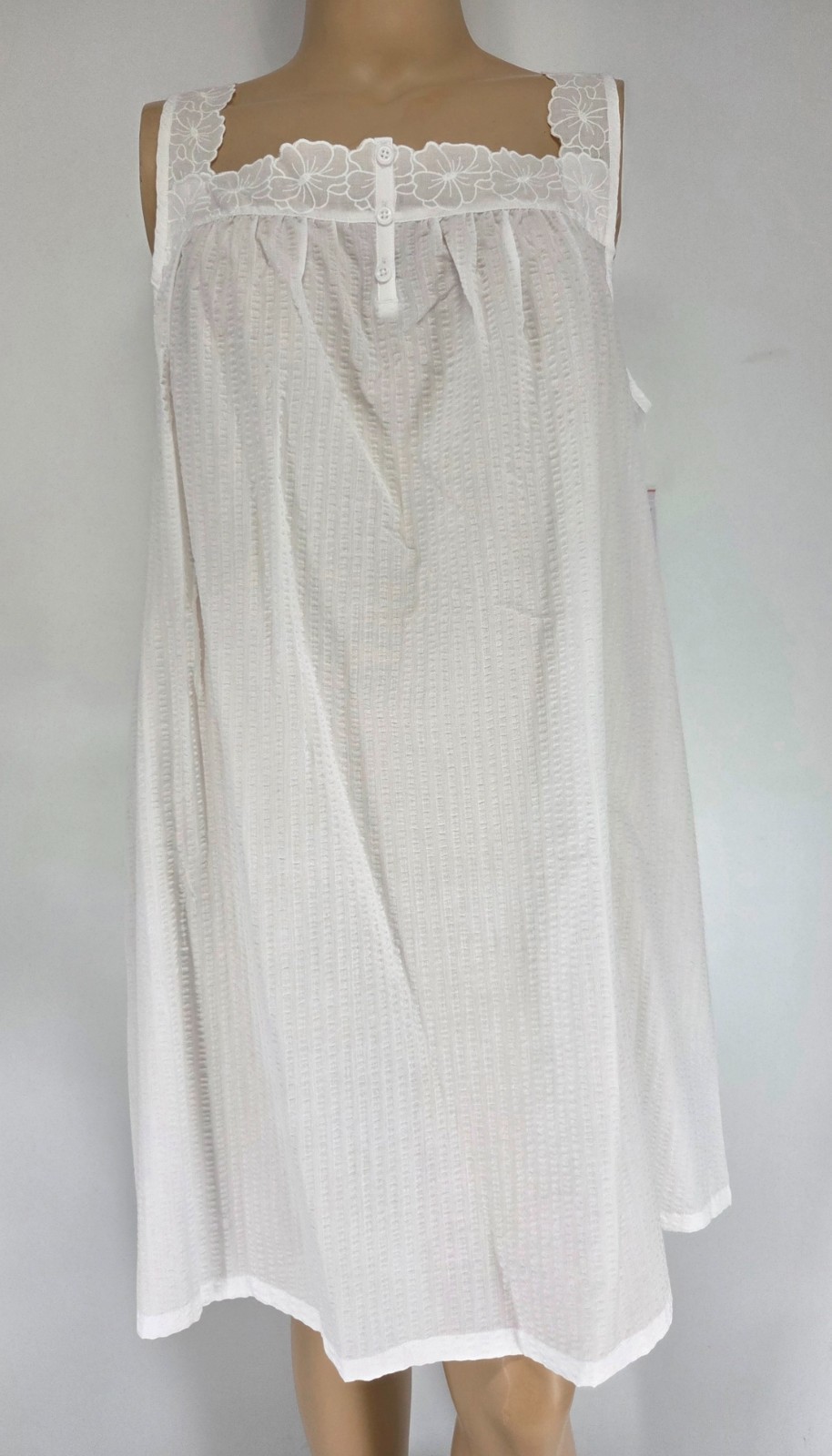 4X NWT Nightgown Croft & Barrow White Seersucker Cotton Blend Sleeveless Woven