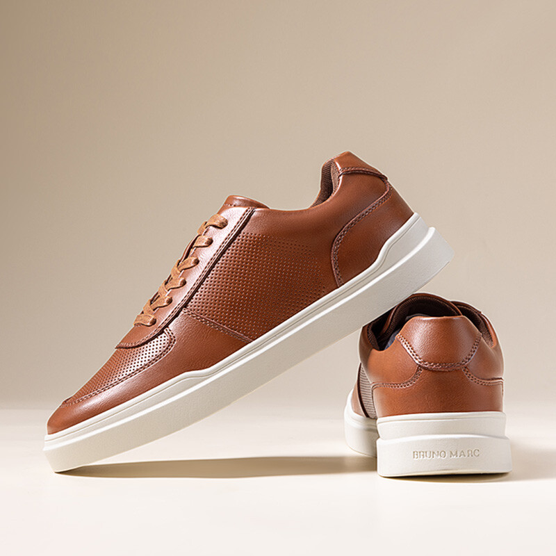 US Men PU Leather Casual Shoes City Walking Shoes Breathable Fashion Sneakers