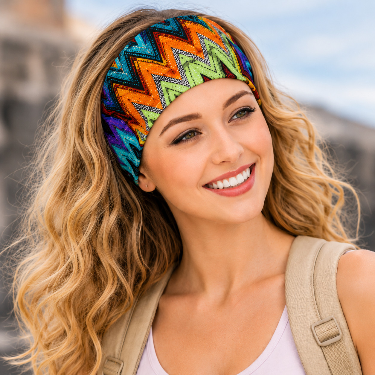 6 pieces Zigzag Striped Bandana Turban Head Wrap Headband Band Workout Yoga Lots