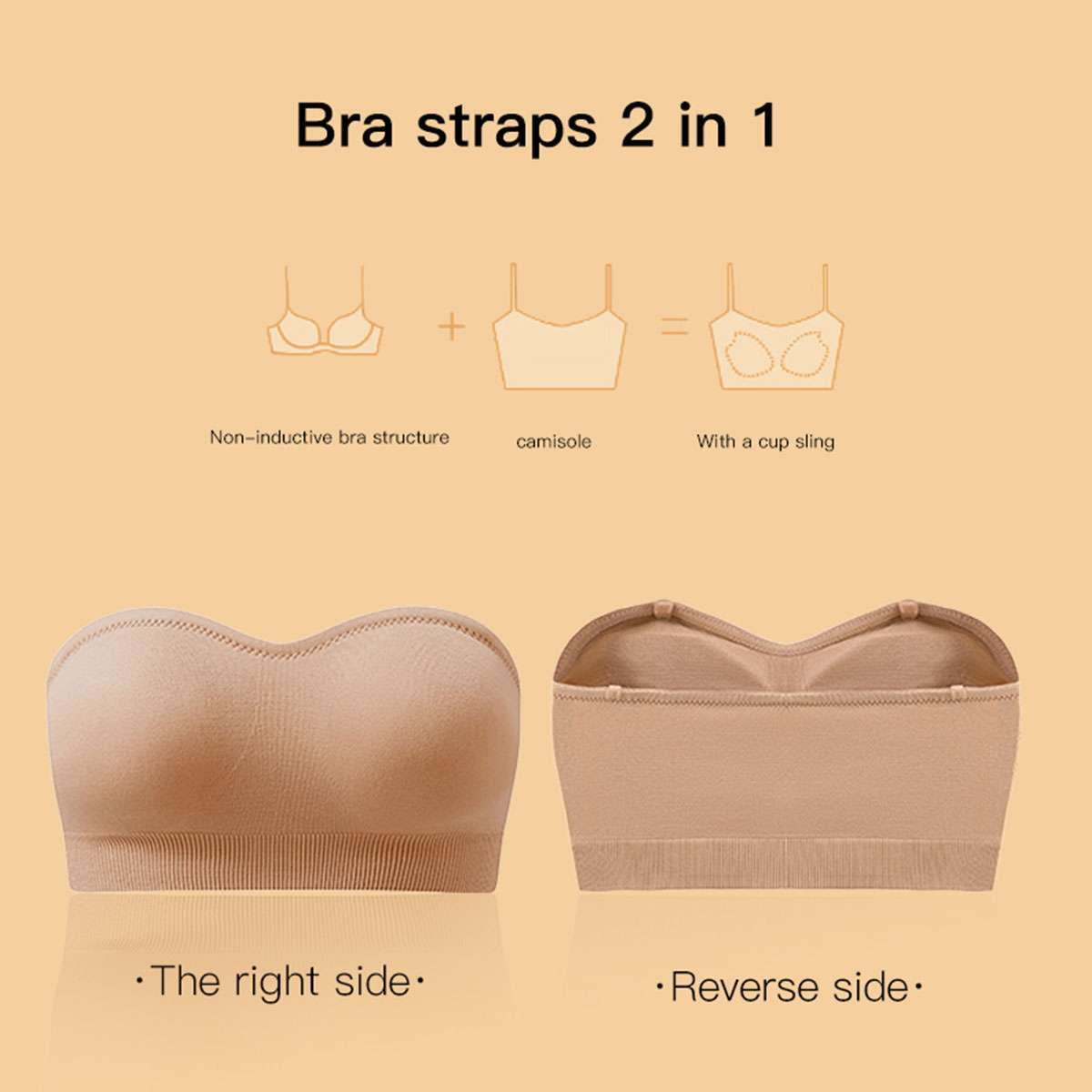 Women Strapless Padded Bra Tube Top Seamless Bandeau Bralette Stretch Underwear