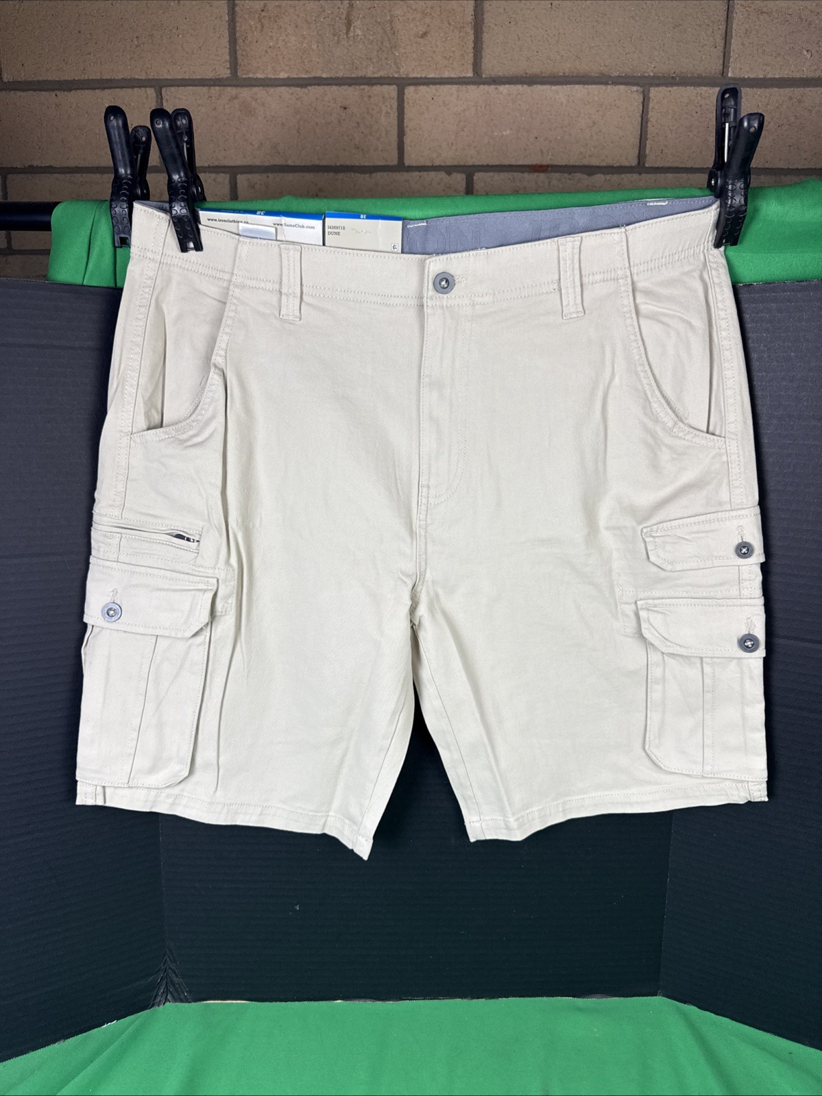 Iron Co Men’s Stretch Twill Cargo Shorts Size 38 Dune