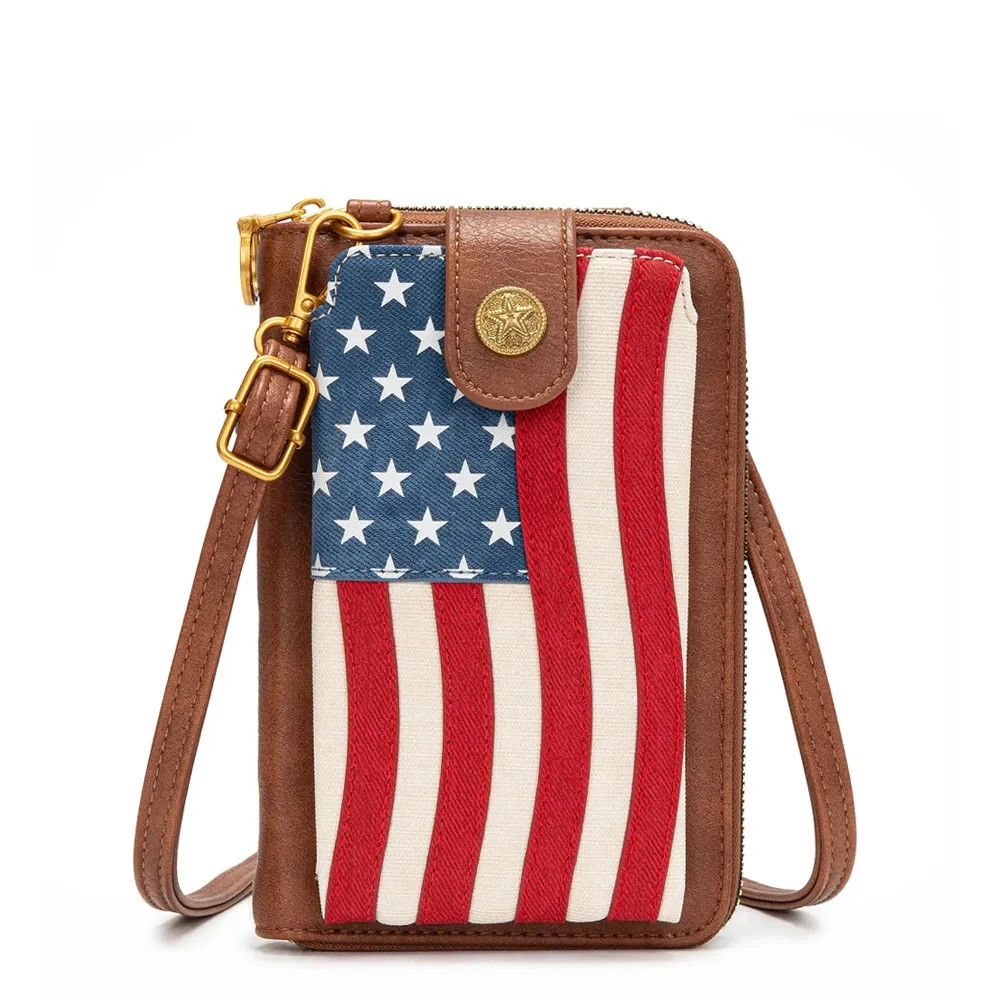 Montana West American Flag RFID Crossbody Phone Wallet