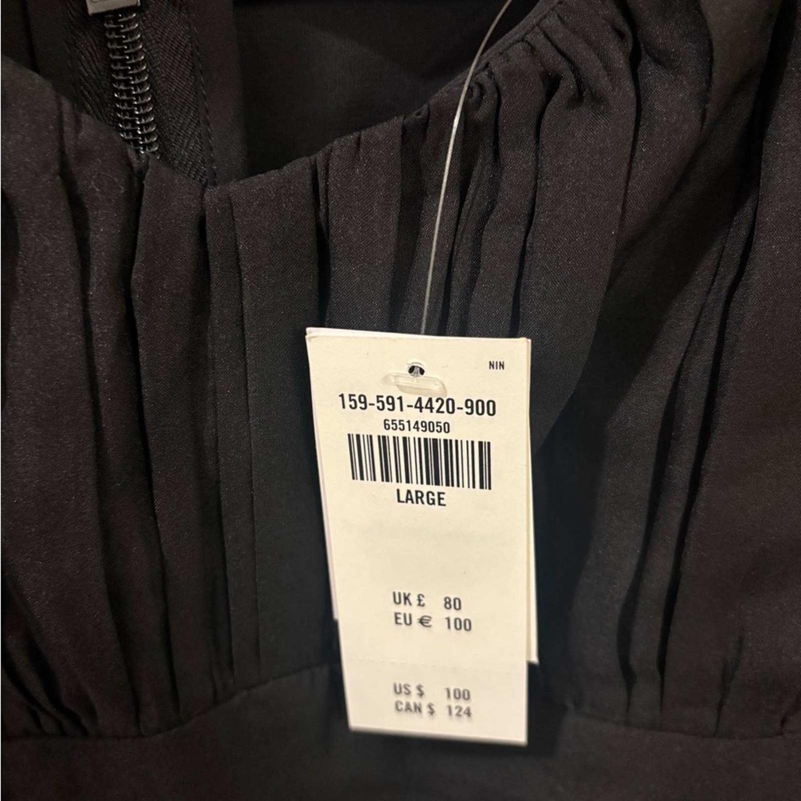 Black Abercrombie Ruched Chiffon Mini Party Dress NWT Size L Large Women’s