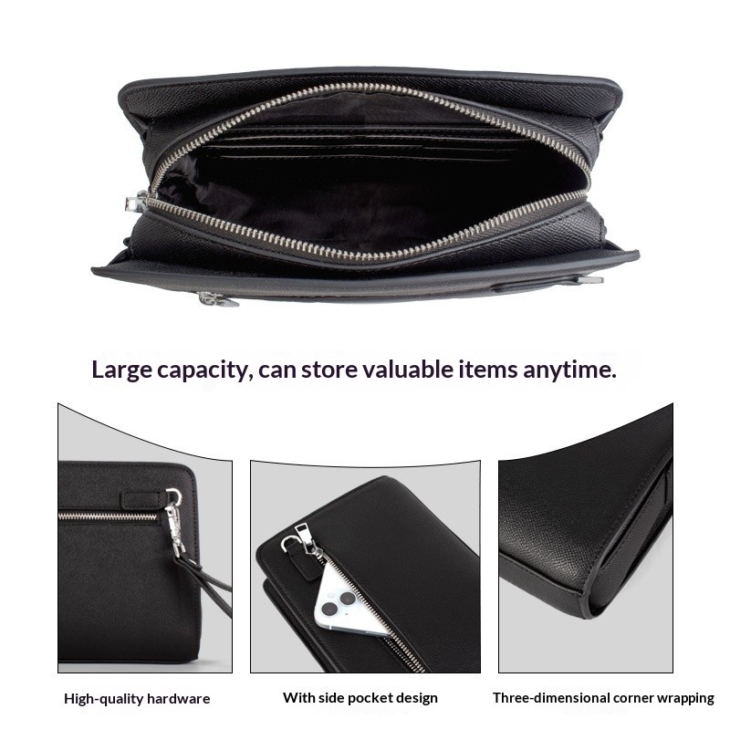 Mens Smart Fingerprint Synthetic Leather Clutch Bag