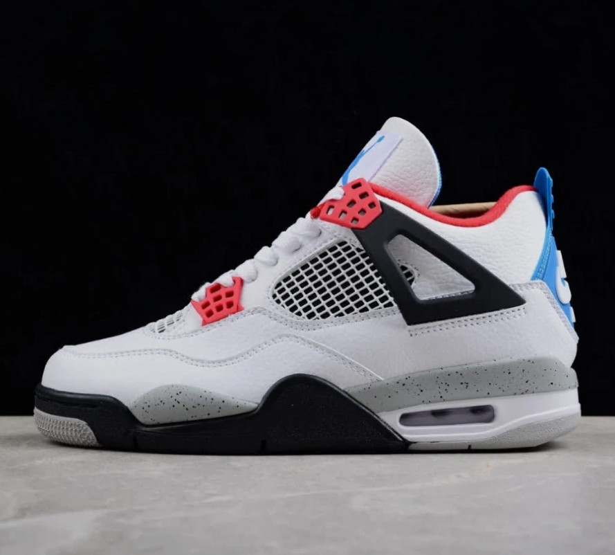 Men’s Jordan 4 “What The” Retro Mid Top White Basketball Sneakera Shoes